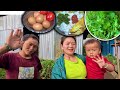 Green Vegetable Recipe with rice | Village style cooking & eating साग सब्जी र अण्डा अचार सँग भात