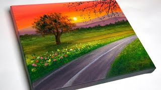 Sunset Painting | Landscape Painting For Beginners