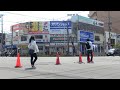 函館市電　japan hakodate city tram street car 721 and 3003 along with the parade