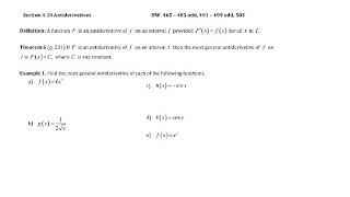 Section 4.10 Antiderivatives P1