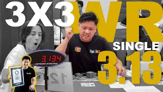 Fastest Rubik's cube 3x3 WR (3.13) sec WORLD RECORD