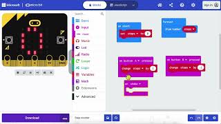 micro:bit - Step Counter (Selection & Variables)