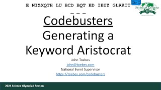 Codebusters - Generating a Keyword/Key Phrase Aristocrat