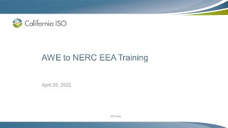 Apr 20, 2022 - AWE to NERC EEA Training