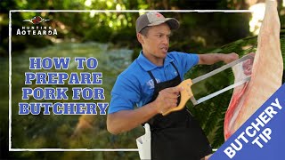 How to cut a hanging pig in half for butchery - Hunting Aotearoa Tip - Part 6