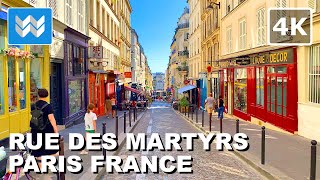 [4K] Rue Des Martyrs Street in Pigalle Paris France 🇫🇷 Walking Tour Vlog \u0026 Vacation Travel Guide 🎧