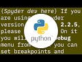 How to use the debugging tool in Spyder for python scripts?