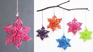 Simple Paper snowflake wall hanging | DIY easy paper crafts tutorial - Wall decoration ideas