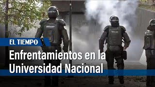 Enfrentamientos entre encapuchados y policía en la Universidad Nacional | El Tiempo