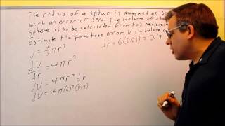 Application of Differentials: Finding the Percentage Error