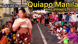 MANILA CITY  SAD REALITY| REAL LIFE SCENES IN QUIAPO MANILA PHILIPPINES | Night walking 2024 [4k] 🇵🇭