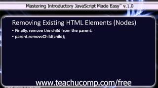 JavaScript Training Tutorial Removing Existing HTML Elements (Nodes)