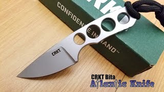 COLUMBIA RIVER CRKT SILVER BITA STRAIGHT 420J2 FIXED BLADE KNIFE + SHEATH 2408