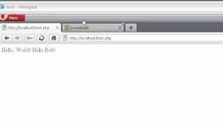 PHP Tutorial Video 4: First PHP Application, Hello World. Echo Statements and Strings