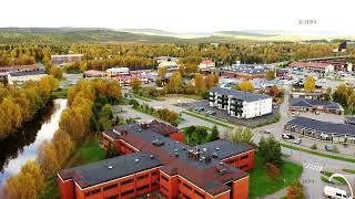 Ivalo Finland from air 4K drone video autumn colors