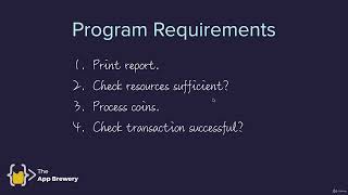 Introduction & Requirements for the Coffee Machine Project | The Complete Python Pro Bootcamp