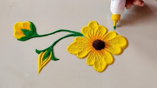 Small and easy flower rangoli design for beginners