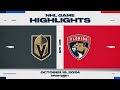 NHL Highlights | Golden Knights vs. Panthers - October 19, 2024