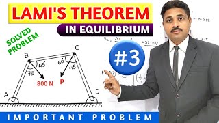 LAMI'S THEOREM IN EQUILIBRIUM OF ENGINEERING MECHANICS IN HINDI SOLVED PROBLEM 3 @TIKLESACADEMY