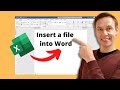 How to embed an Excel file into Word