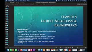 Chapter 8 - Exercise Metabolism and Bioenergetics