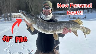 How to Catch PB PIKE | Big BAIT set-up | Ice Fishing | Upstate New York | Huge Pike