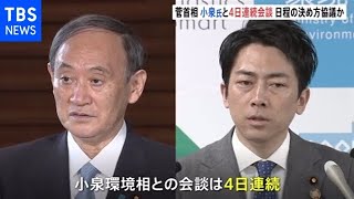 小泉大臣 ４日連続菅首相と会談「衆院選日程、総裁選前決定は慎重に」