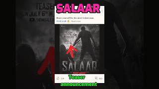 SALAAR movie teaser 🔥 announcement by hombale films ❤️ #shorts