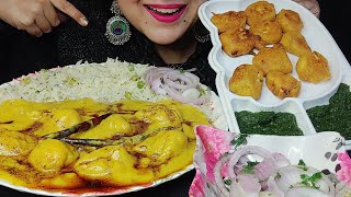 Asmr eating kadhi pakoda,matar pulao,paneer pakode | indian mukbang | veg asmr | eating show asmr