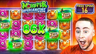 RARE 4 SCATTER RETRIGGER \u0026 HUGE MULTI On MONSTER SUPERLANCHE!! (INSANE PROFIT)