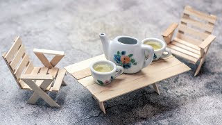 DIY Popsicle Stick Table And Chairs |DIY Miniature Furniture With Popsicle Sticks |DIY Arts & Crafts