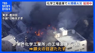 東京・墨田区の化学工場倉庫火災　さらに燃え広がる危険　近くの小学校に避難所を開設｜TBS NEWS DIG