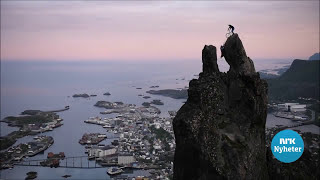 Extreme jumps on Svolvaergeita Goat's Horns Lofoten