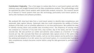 Identifying automatic vehicle location AVL data completeness issues in a rural transit authority sys