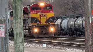 CPKC Sand Train With KCS ACE Leader With Weird Ditchlights In LaGrange, IL On January 5, 2024