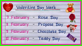 Valentine week 2025 | 7 Feb 14 Fer all day list | Valentine Day Week List 2025 Rose Day, Propose day