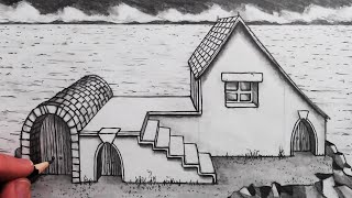 How to Draw a House in 1-Point Perspective with Steps: Easy
