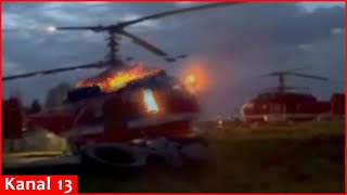 Ukraine destroyed  Ka-32 helicopter by burning in Moscow airfield - those images