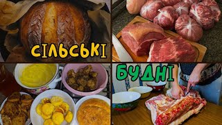 🔥ЗАРІЗАЛИ СВИНКУ🐽ПЕЧУ ХЛІБ НА ЗАКВАСЦІ🍞Меню для сім'ї👩‍🍳 Життя молодої сім'ї у селі #село #готую