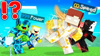 GODSPEED and BLACK FLASH Speedrunners vs ZEUS and STORM Hunters in Minecraft - Maizen JJ and Mikey