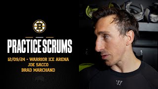 Joe Sacco and Brad Marchand comment on the Bruins upcoming western road trip.