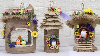 5 Jute Craft Bird House | Home decoration ideas handmade | Jute craft