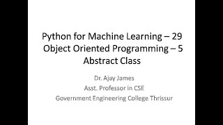 Python for Machine Learning – 29 Object-Oriented Programming – 5 Abstract Class