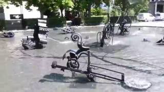 Mechanical fountain, kinetic art, from swiss sculptor Jean Tinguely in Basel, Switzerland