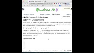 Exercise 10.15 (filterRange) Java Tutorial || Practice-It