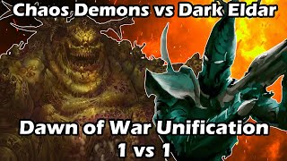 Dawn of War Unification: 1 vs 1 Dark Eldar (Grindan) vs Chaos Demons (Korn Champ)