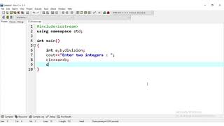 C++ Program for Division between Two Integers || Coding Guide for Beginners || #programming