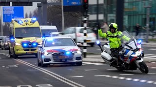 [SPOEDBEGELEIDING \u0026 2X LUCHTHOORN] ProRail, Politie \u0026 [VS \u0026 IC] Ambulances met spoed in Rotterdam