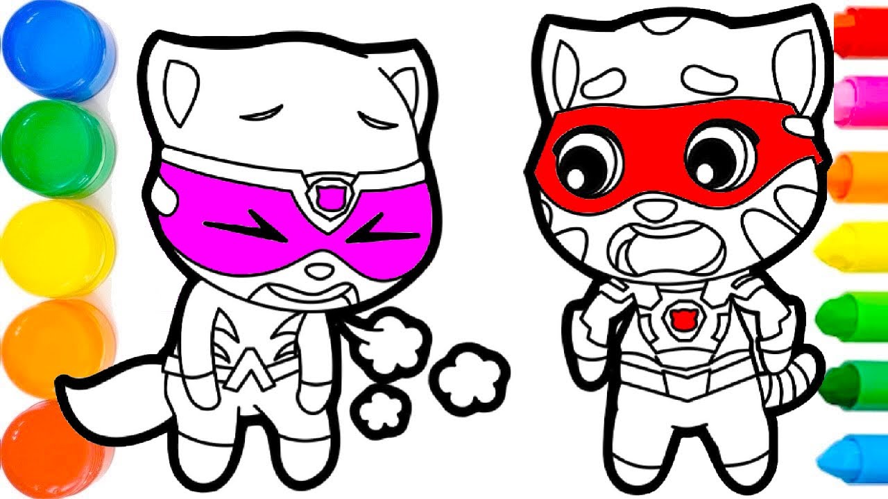 Drawing Talking Tom Heroes Super Hero Tom And Super Hero Angela Hero ...