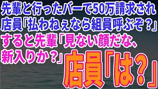 【スカッとする話】先輩と行ったバーで50万請求され、店員「払わねぇなら組員呼ぶぞ？」すると先輩「見ない顔だな、新入りか？」店員「は？」【修羅場】